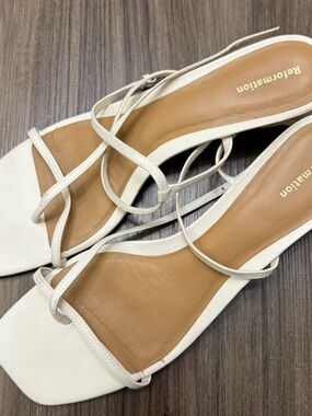 Reformation Ivory Strappy Square-Toe Heels